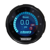 Turbocharger boost gauge with digital display on a white background