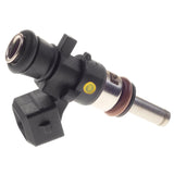 A black Raceworks 1200cc fuel injector with an extended nose, designed for use in specific vehicle models.