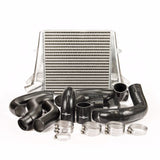 Process West Stage 2 Intercooler Kit including a bar & plate intercooler core, aluminium piping, silicon hose joiners and stainless steel hose clamps, displayed on a white background.